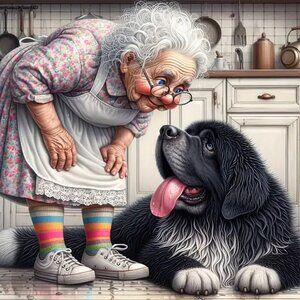 5D Diamond Painting Kit, Grandmother with Cute Dog Design